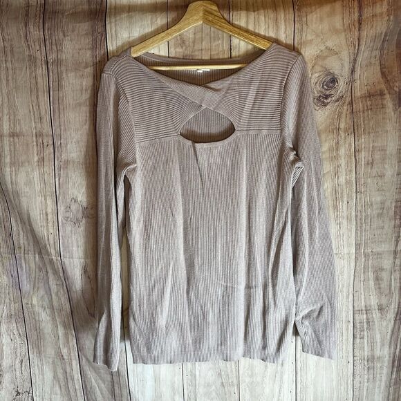 Maurice Top Women's Large Nude Open Long Sleeve Waffle Knit Stretch Fall - Picture 1 of 7